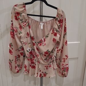 Leith Floral Blouse - Red and Cream